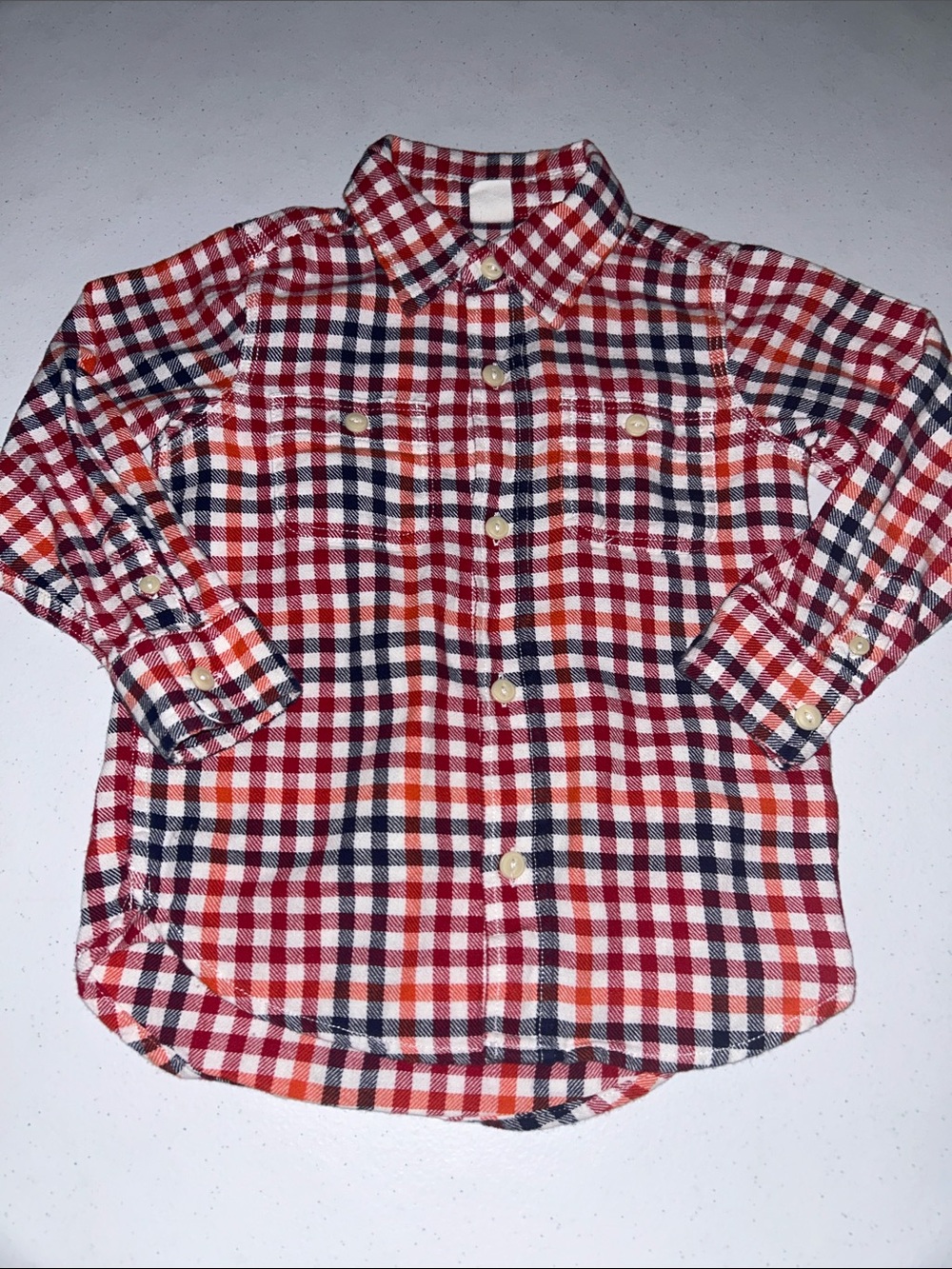 Gap Toddler Boy Red Buffalo Check Long Sleeve Flannel Button Up Shirt Size 3t